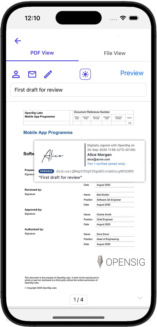 PDF sign screen